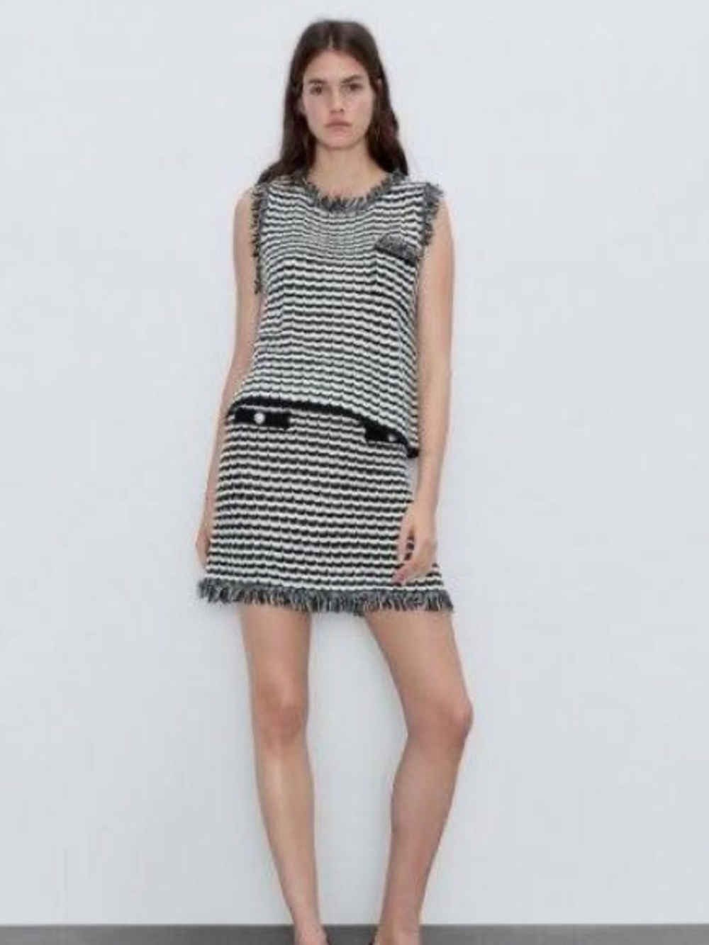 Black and White Tweed-Style Zara Set